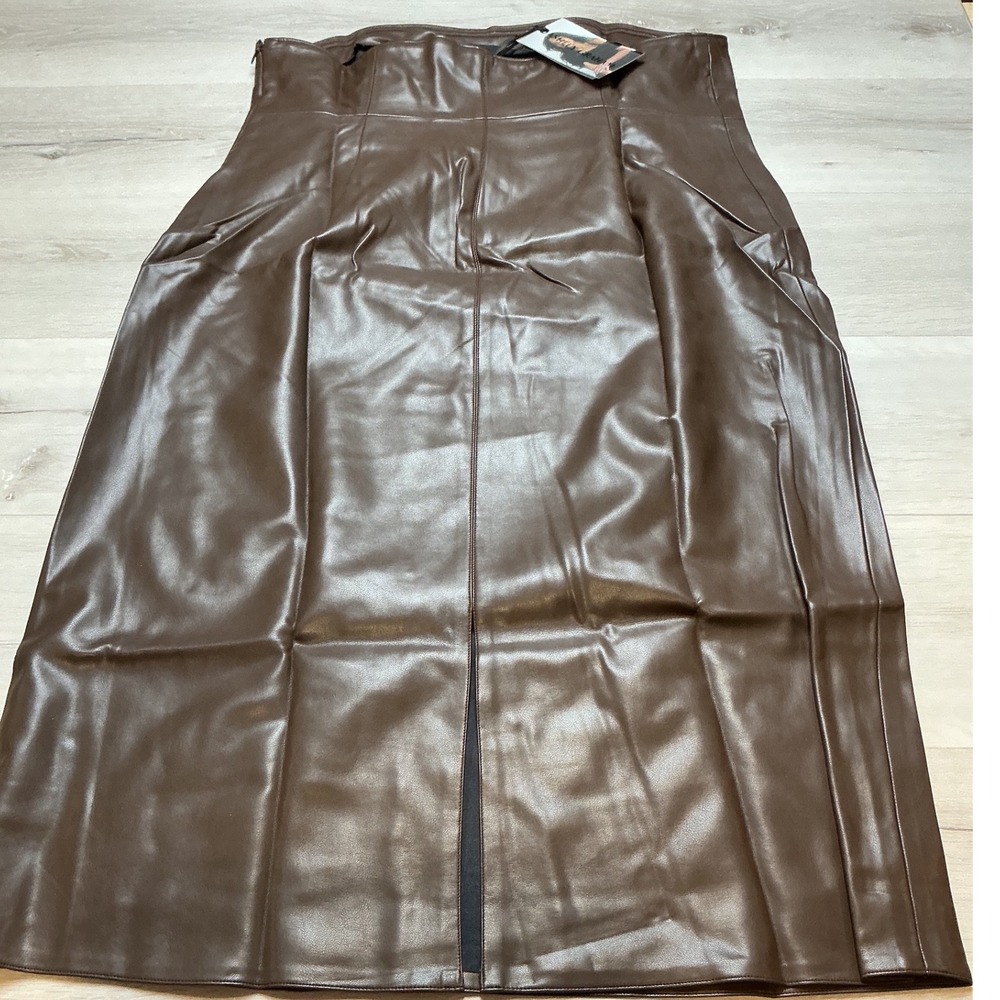 Ashley Graham Strapless Midi Dress Sienna Brown 16W New With Tags - Picture 4 of 6